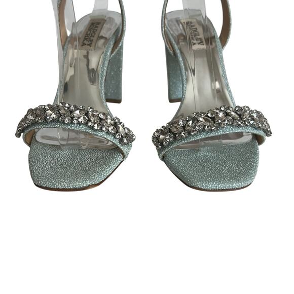 Badgley Mischka Tasmine Tall Evening  Heeled Sandal In Soft Blue Size 6 - Picture 5 of 13